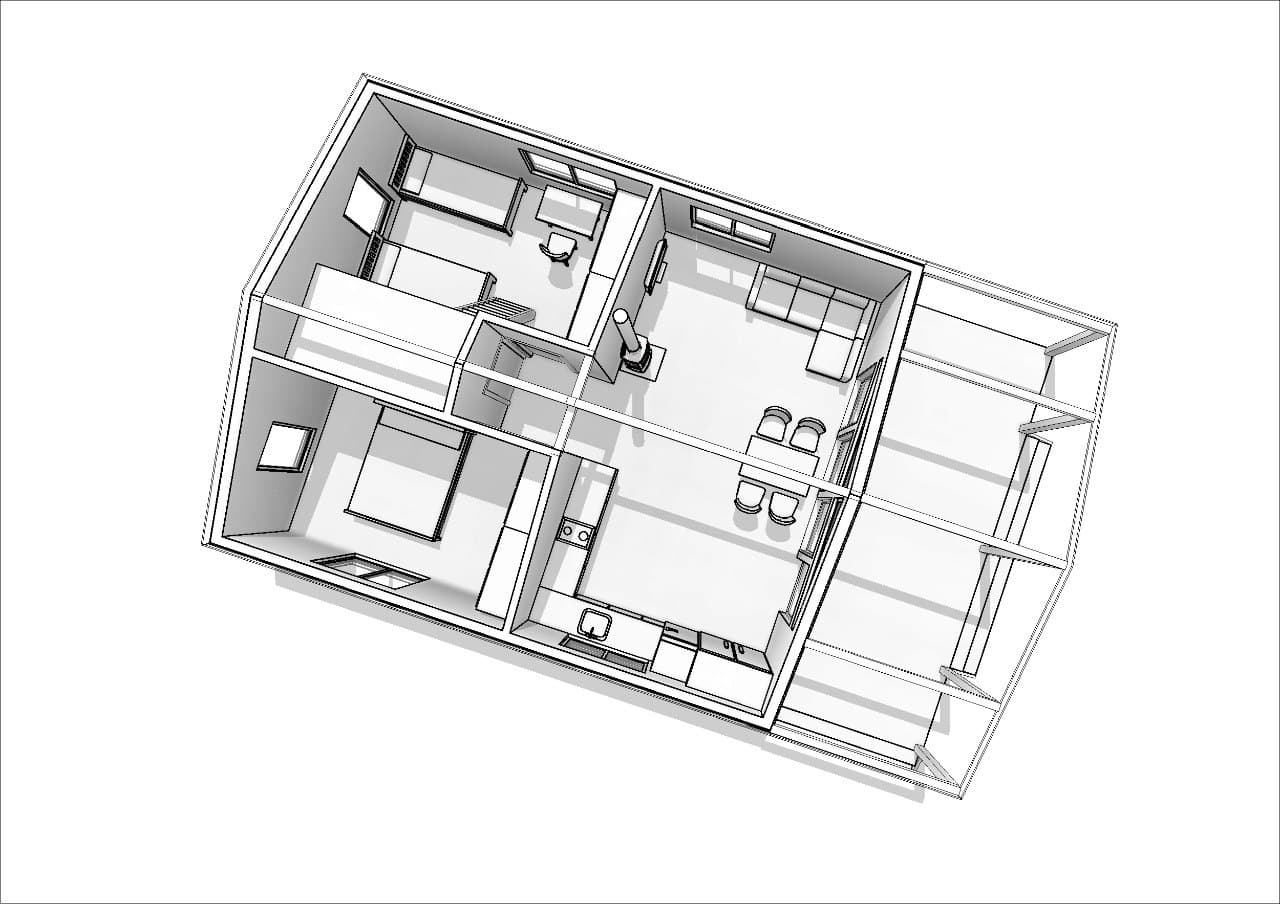 Barnhouse 721 — 60.1 m², view 3/4