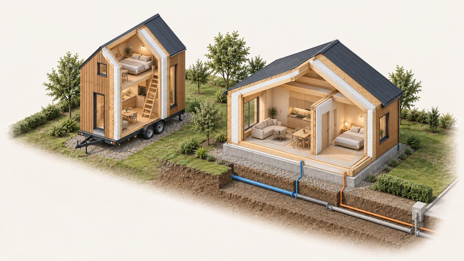 Tiny house în România: pe roți sau pe fundație, și ce primești în 40 m²